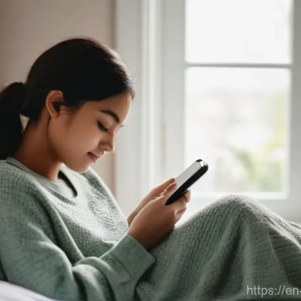 일상 관찰과 mindfulness 연결하기 - **"A young adult, dressed in comfortable yet modest lounge wear, peacefully places a smartphone face...
