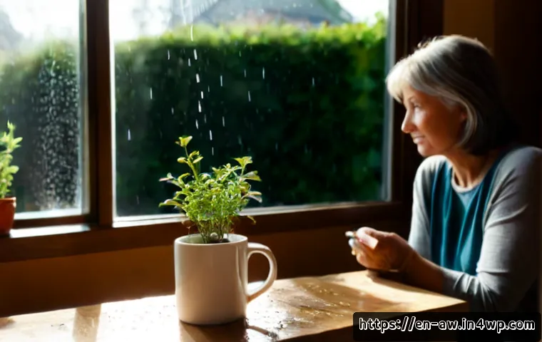 일상 관찰과 창의적 사고 연계하기 - Photorealistic lifestyle scene of a thoughtful middle-aged woman at a sunlit kitchen table, closely ...